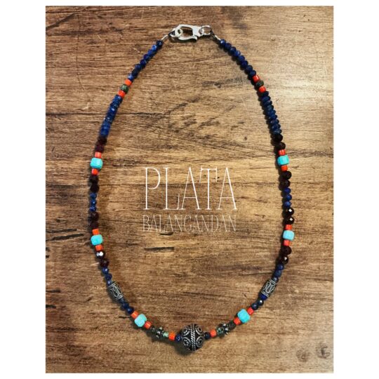 Gargantilla plata: Kerala, lapislázuli